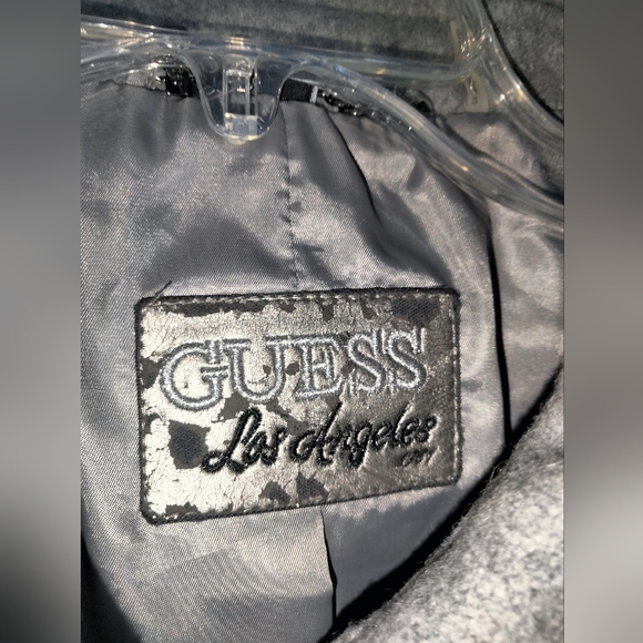 Guess (Size L) Gray Ruffle Layered Hem Wool Blend Button Down Belted Cuff Coat - Picture 3 of 16